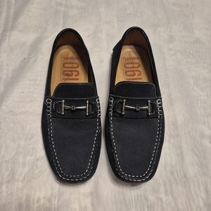 1901 Navy Leather 10.5 M Bit Loafers with Contrast Stitching